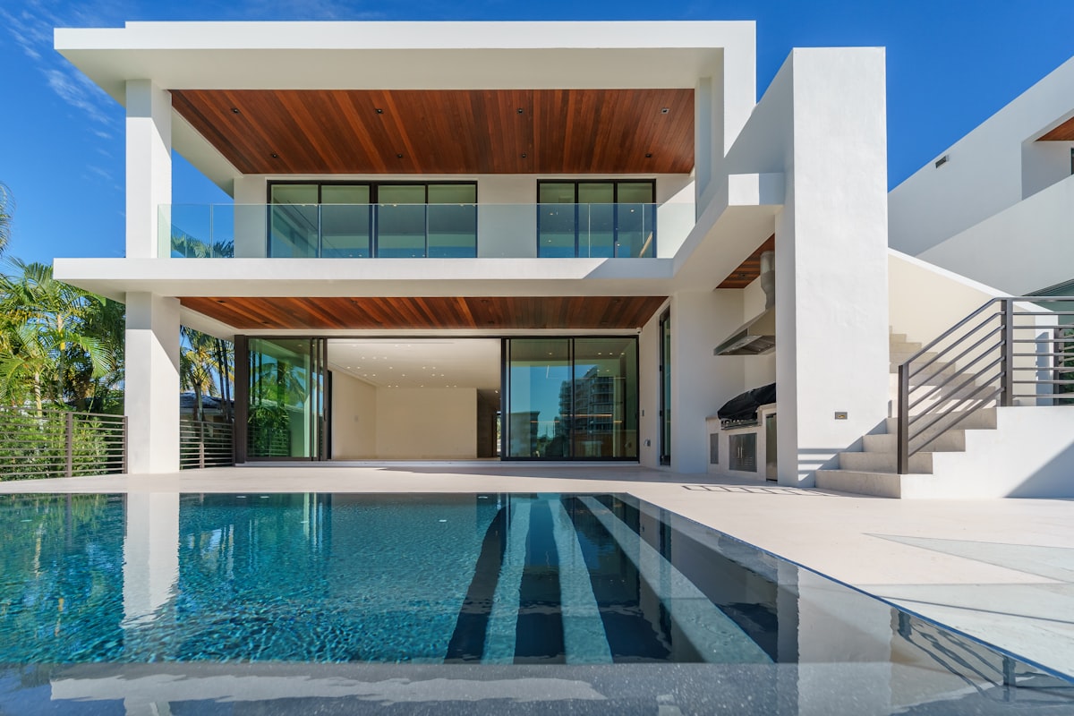 Property exterior with pool